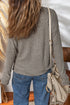 Ribbed High Neck Stretch Knit Long Sleeve Top